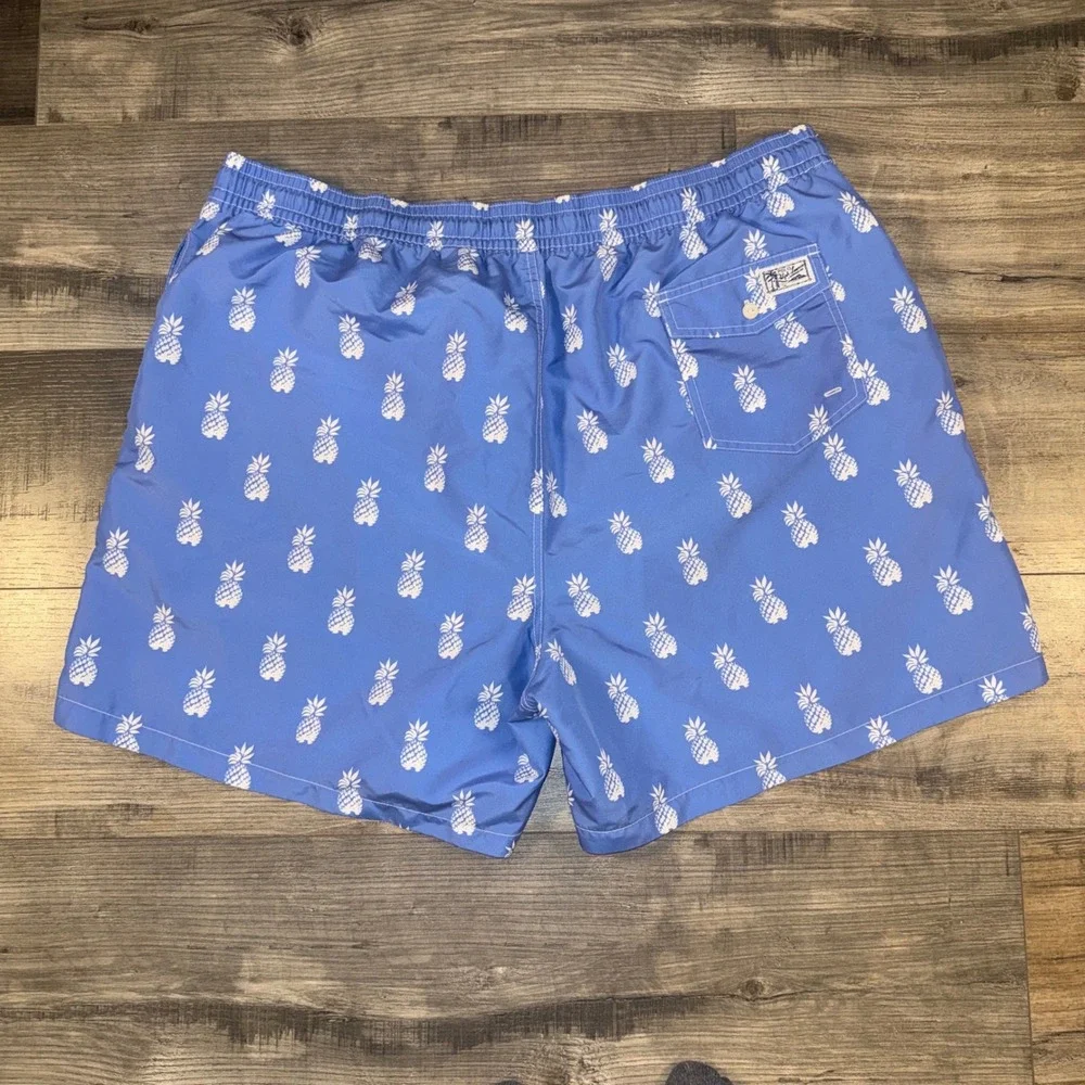 Polo Ralph Lauren Swim Trunks Blue Pineapple Print Mens 2XB Big Tall‎